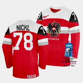 Thimo Nickl 2023 IIHF World Championship Australia #78 Red Away Jersey Men