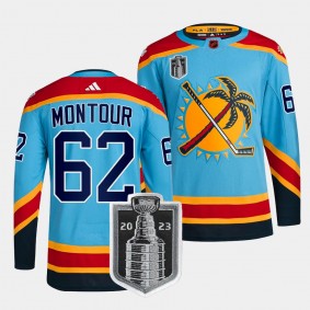 Florida Panthers 2023 Stanley Cup Final Brandon Montour #62 Blue Reverse Retro Jersey Men's