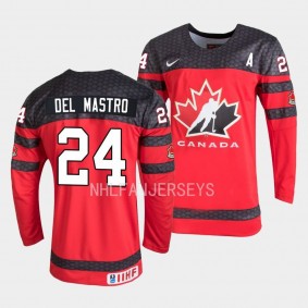 Ethan Del Mastro Canada Red 2023 IIHF World Junior Championship Jersey