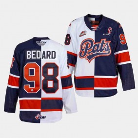 Connor Bedard Regina Pats 2023 NHL Draft White Blue Jersey #98 Split Edition