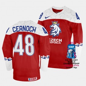 Jiri Cernoch 2023 IIHF World Championship Czechia #48 Red Away Jersey Men