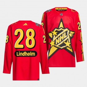 2024 NHL All-Star Game Calgary Flames Elias Lindholm #28 Red drew house Jersey