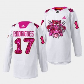 Pink in the Rink Evan Rodrigues Florida Panthers White #17 Limited Jersey 2023