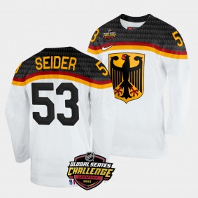 Moritz Seider White Germany 2022 NHL Global Series Home Jersey