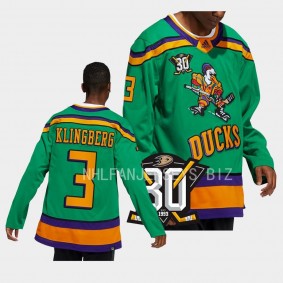 Anaheim Ducks John Klingberg 30th Anniversary Green Throwback Jersey