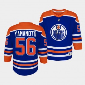 Youth Oilers Kailer Yamamoto 2022-23 Home Replica Player Royal Jersey