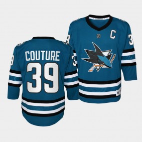 Youth Sharks Logan Couture 2022-23 Home Replica Teal Jersey