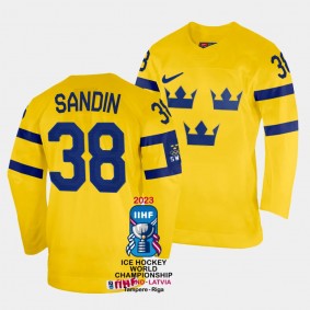 Sweden 2023 IIHF World Championship Rasmus Sandin #38 Yellow Jersey Home