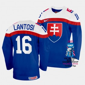 Slovakia 2023 IIHF World Championship Robert Lantosi #16 Blue Jersey Away
