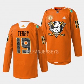 Anaheim Ducks Troy Terry Orangewood Orange Warmup Jersey