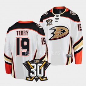 2023-24 Anaheim Ducks Troy Terry 30th Anniversary White Away Jersey