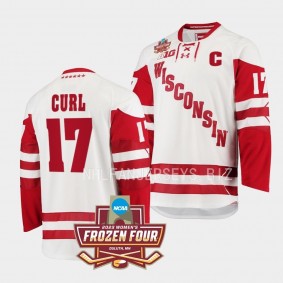 Britta Curl 7-Time National Champs White Wisconsin Badgers Womens Ice Hockey Jersey