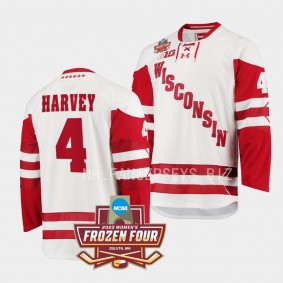 Caroline Harvey 7-Time National Champs White Wisconsin Badgers Womens Ice Hockey Jersey