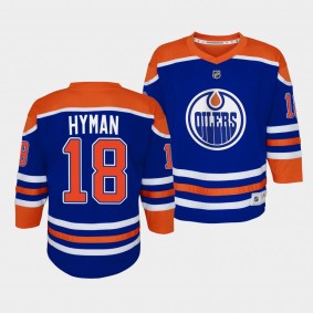 Youth Oilers Zach Hyman 2022-23 Home Replica Player Royal Jersey